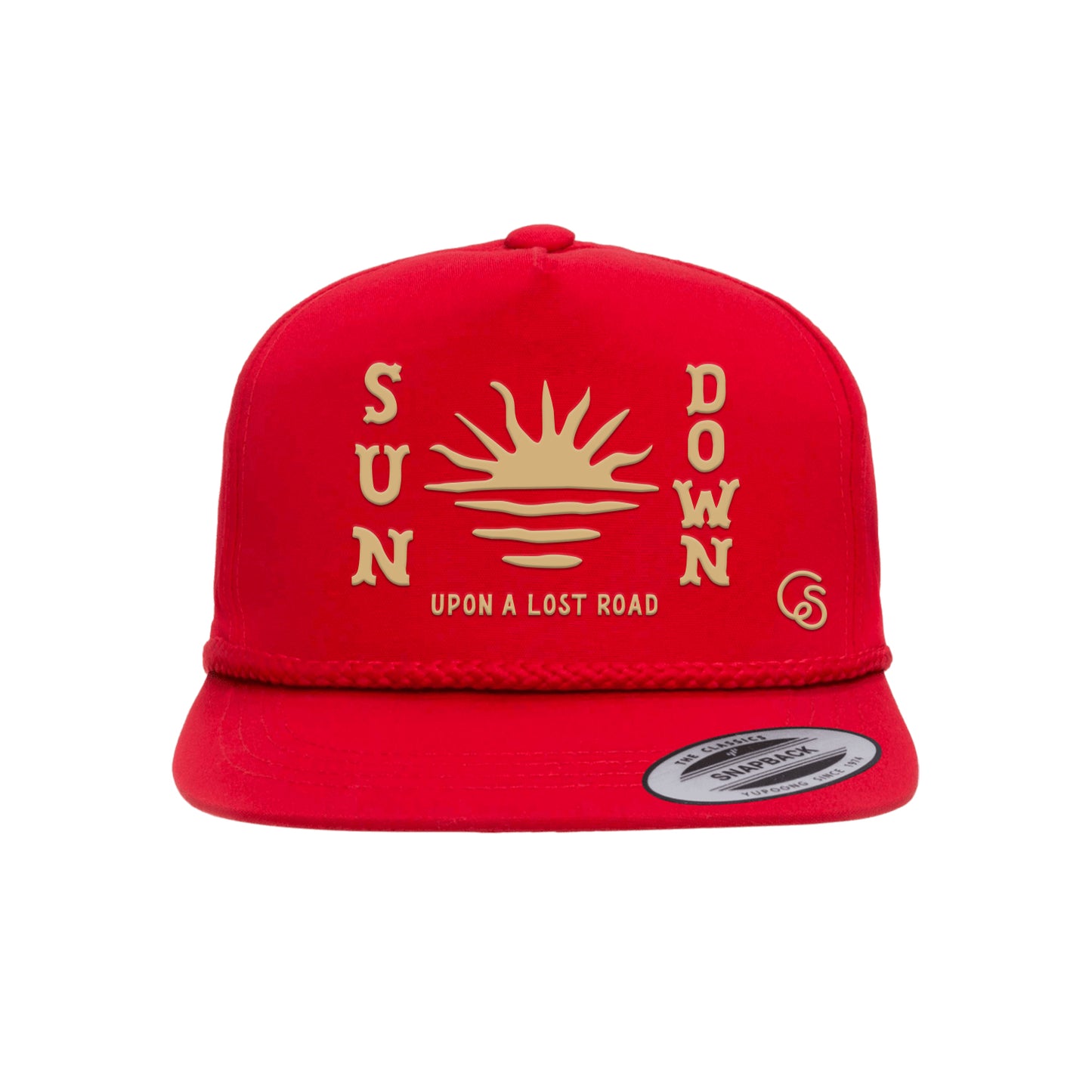 SUN DOWN Emb. - Red Poplin Flat Brim