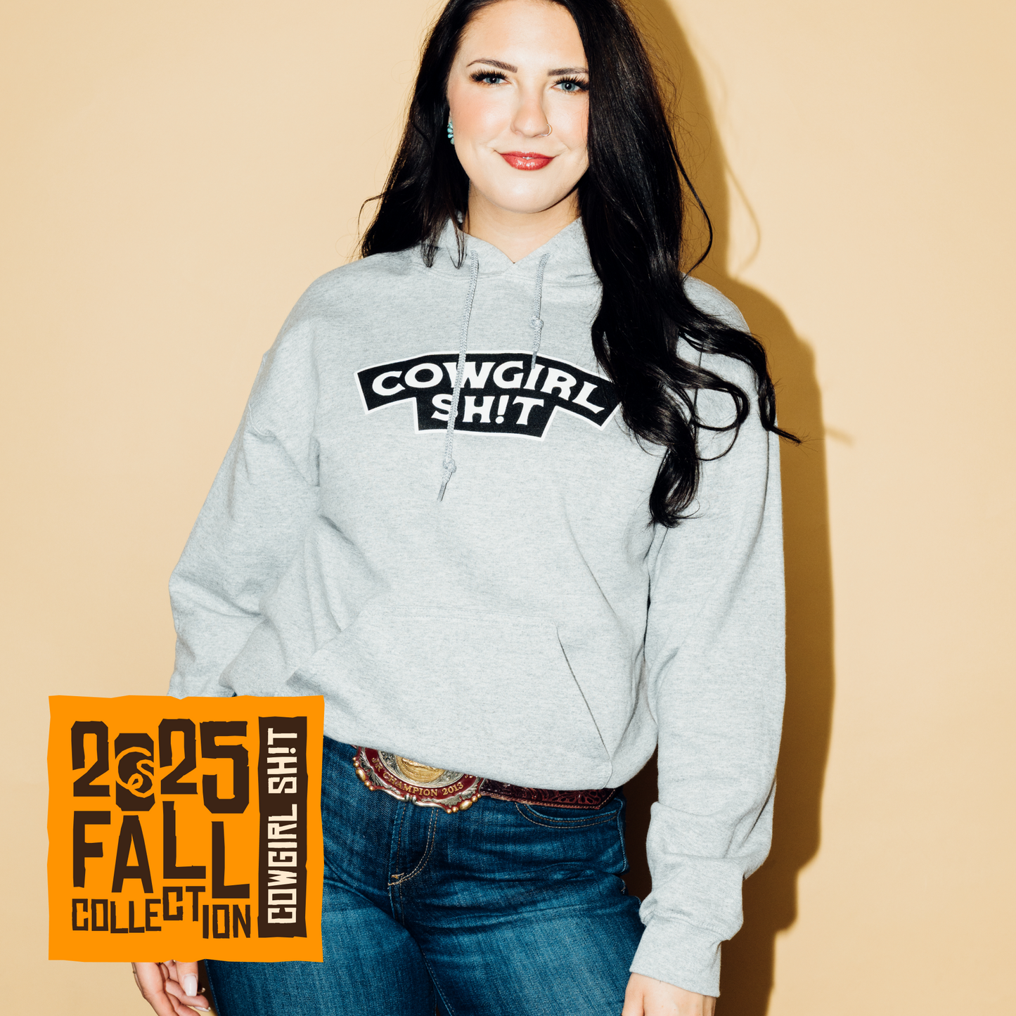 Hoodie - COWGIRL BADGE - Sport Grey