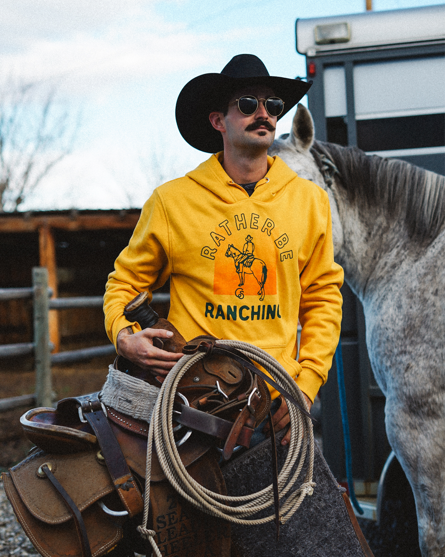 RATHER BE RANCHING - Gold Hoodie