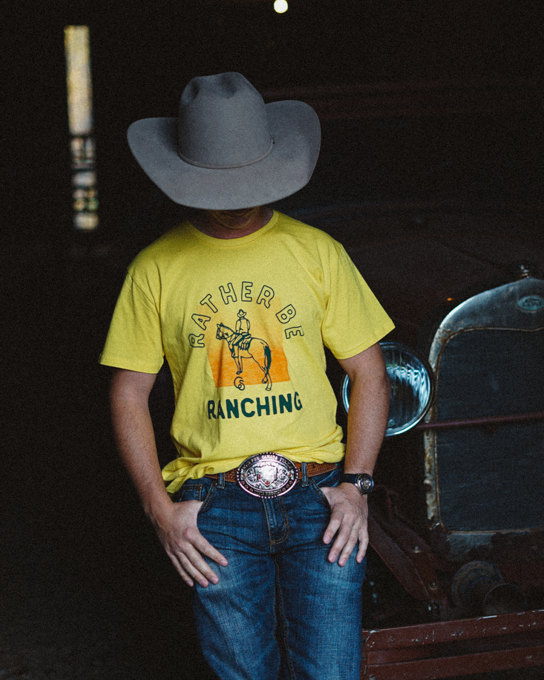 RATHER BE RANCHING - Yellow Tee