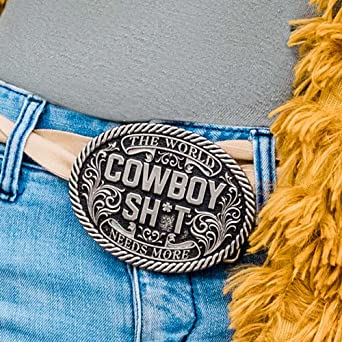 Cowboy up shop belt buckles